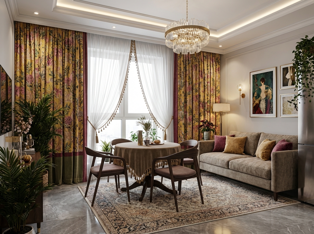 Дизайн гостиной в стиле Эклектика — фото интерьера от нейросети RoomGPT