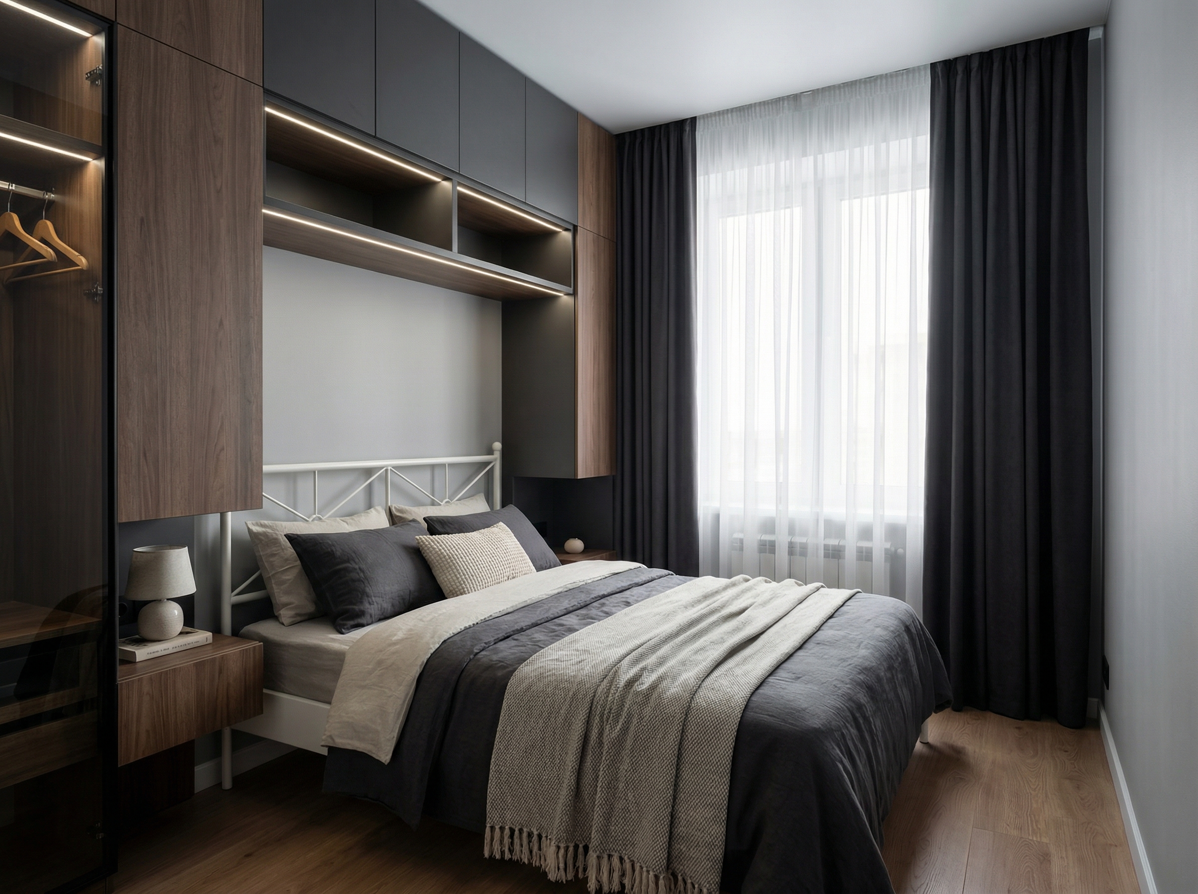 Дизайн спальни в стиле Минимализм — фото интерьера от нейросети RoomGPT
