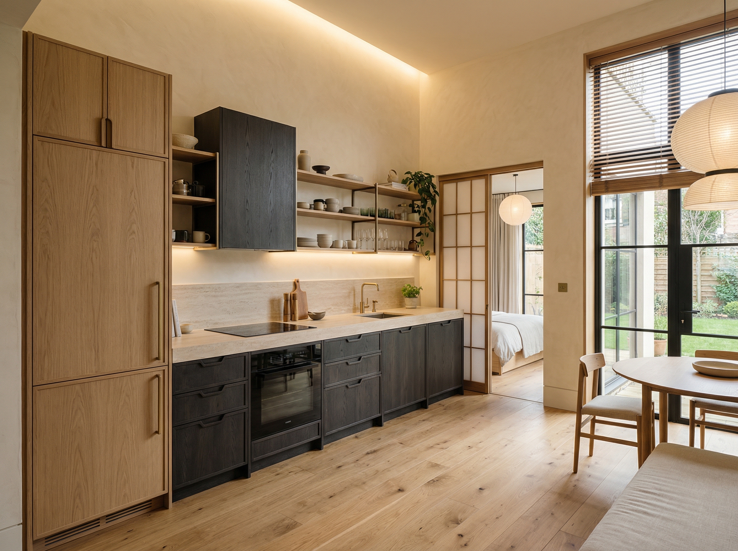 Дизайн кухни в стиле Japandi — фото интерьера от нейросети RoomGPT