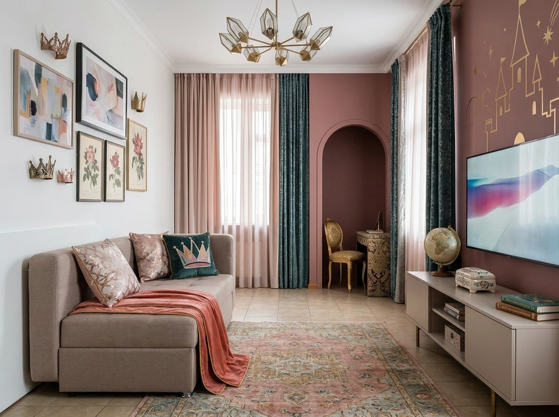 Дизайн детской в стиле Эклектика — фото интерьера от нейросети RoomGPT