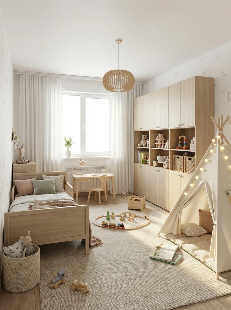 Дизайн интерьера в стиле Хюгге — Детская от нейросети RoomGPT