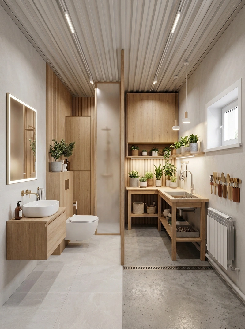 Дизайн ванной в стиле Сканди — фото интерьера от нейросети RoomGPT