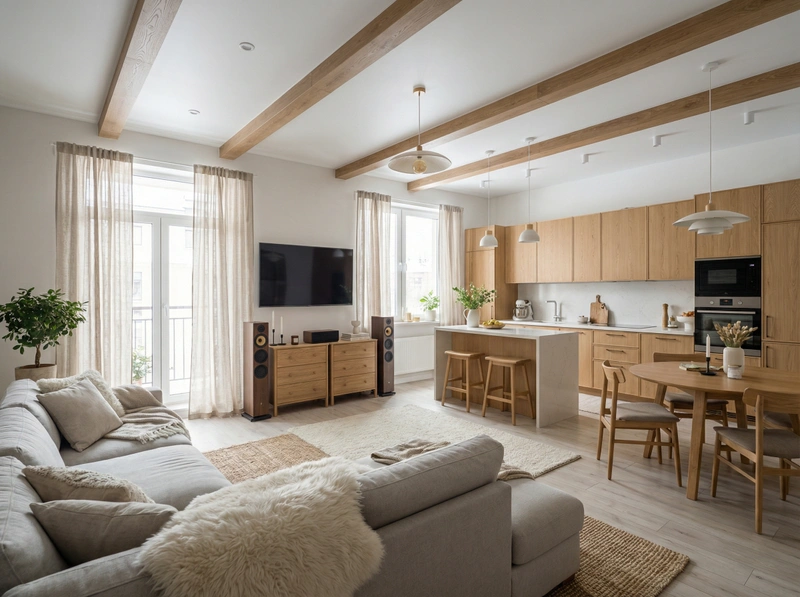 Дизайн интерьера в стиле Хюгге — Гостиная от нейросети RoomGPT