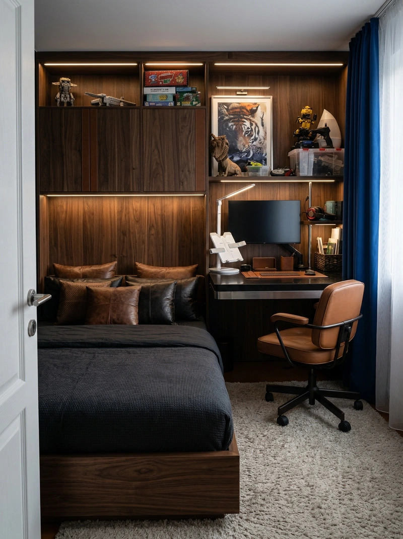 Дизайн интерьера в стиле Блэктэк — Спальня от нейросети RoomGPT