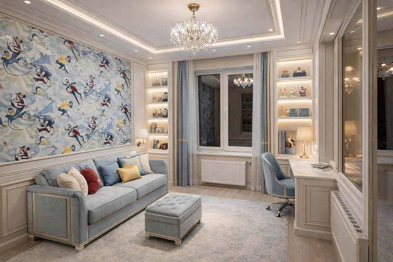 Дизайн детской в стиле Классика — фото интерьера от нейросети RoomGPT