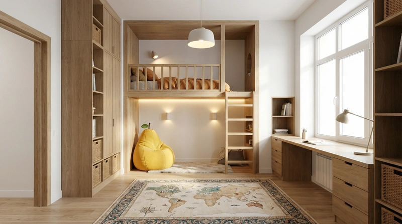 Дизайн интерьера в стиле Сканди — Детская от нейросети RoomGPT
