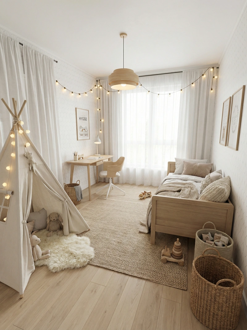 Дизайн интерьера в стиле Хюгге — Детская от нейросети RoomGPT