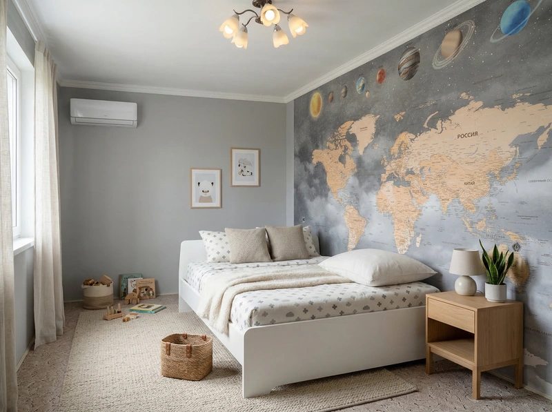 Дизайн детской в стиле Сканди — фото интерьера от нейросети RoomGPT