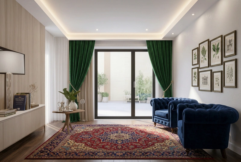 Дизайн гостиной в стиле Британский — фото интерьера от нейросети RoomGPT