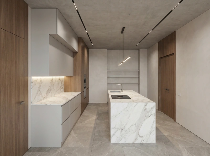 Дизайн интерьера в стиле Минимализм — Кухня от нейросети RoomGPT