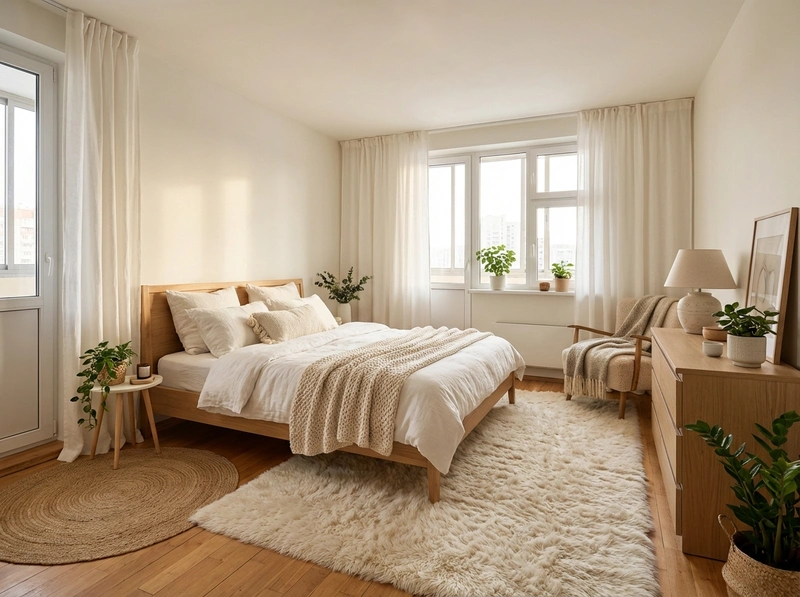 Дизайн интерьера в стиле Хюгге — Спальня от нейросети RoomGPT