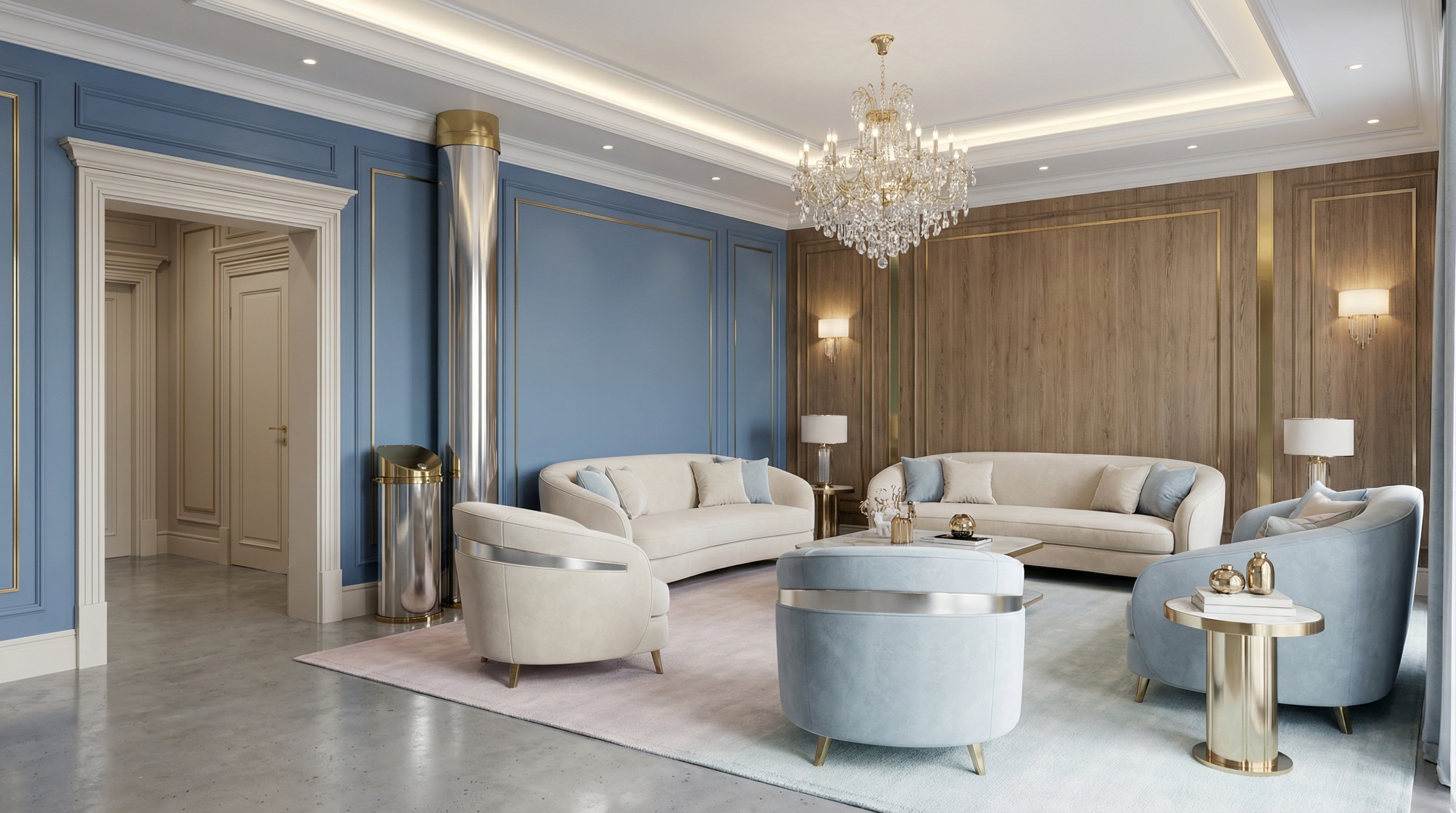 Дизайн гостиной в стиле Неоклассика — фото интерьера от нейросети RoomGPT