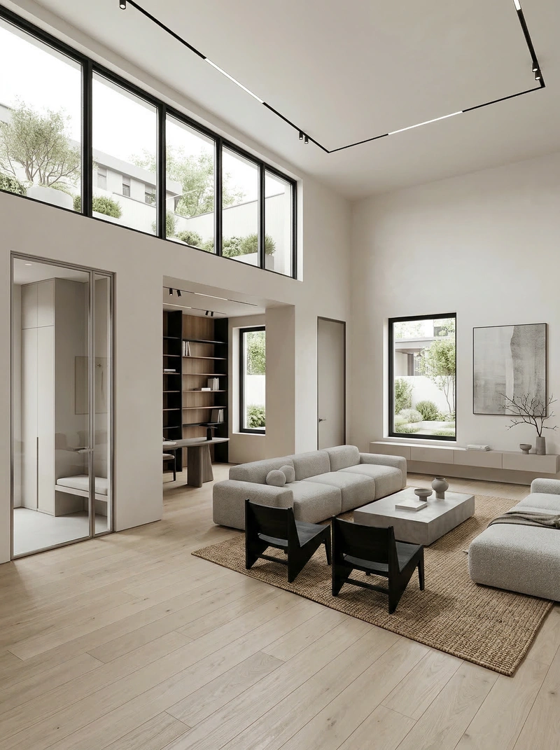 Дизайн интерьера в стиле Минимализм — Гостиная от нейросети RoomGPT