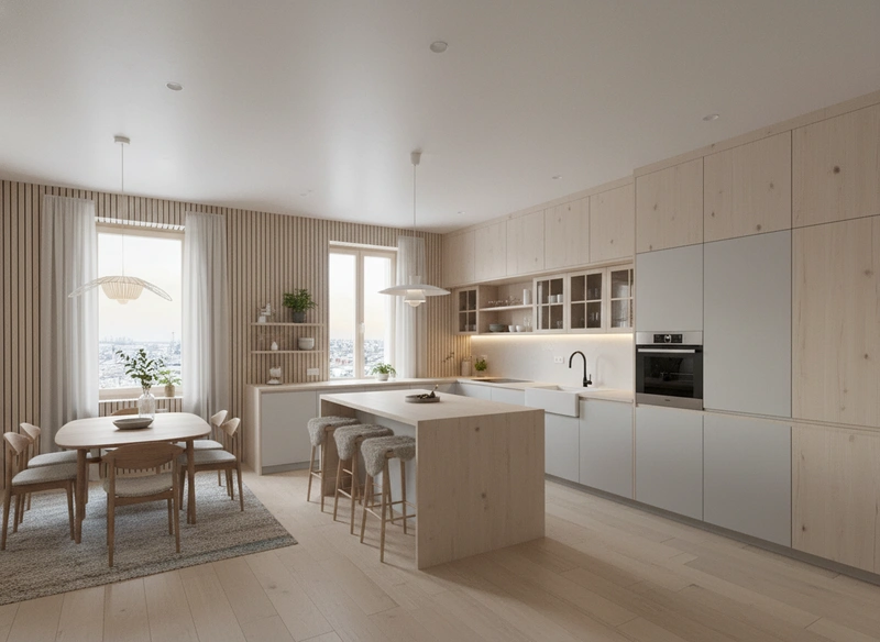 Дизайн интерьера в стиле Хюгге — Кухня от нейросети RoomGPT