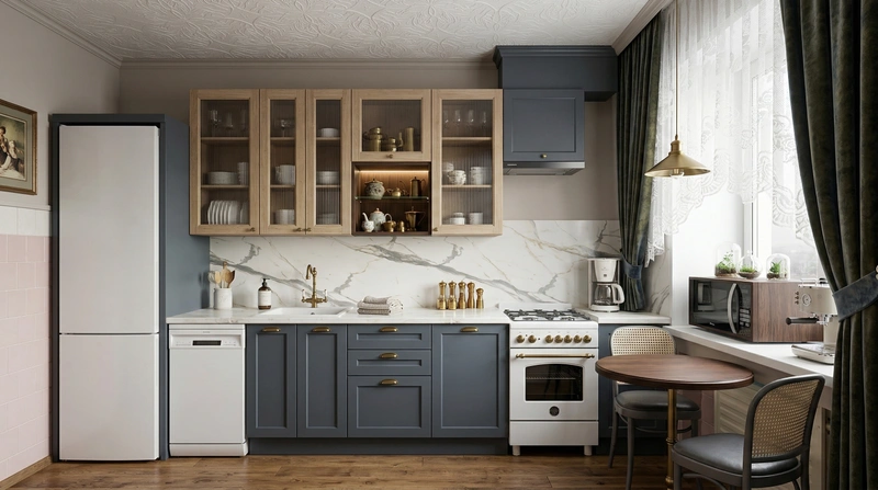 Дизайн кухни в стиле Классика — фото интерьера от нейросети RoomGPT