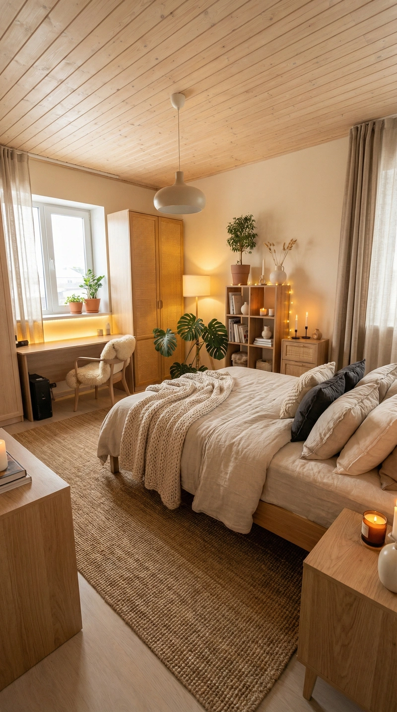 Дизайн интерьера в стиле Хюгге — Спальня от нейросети RoomGPT