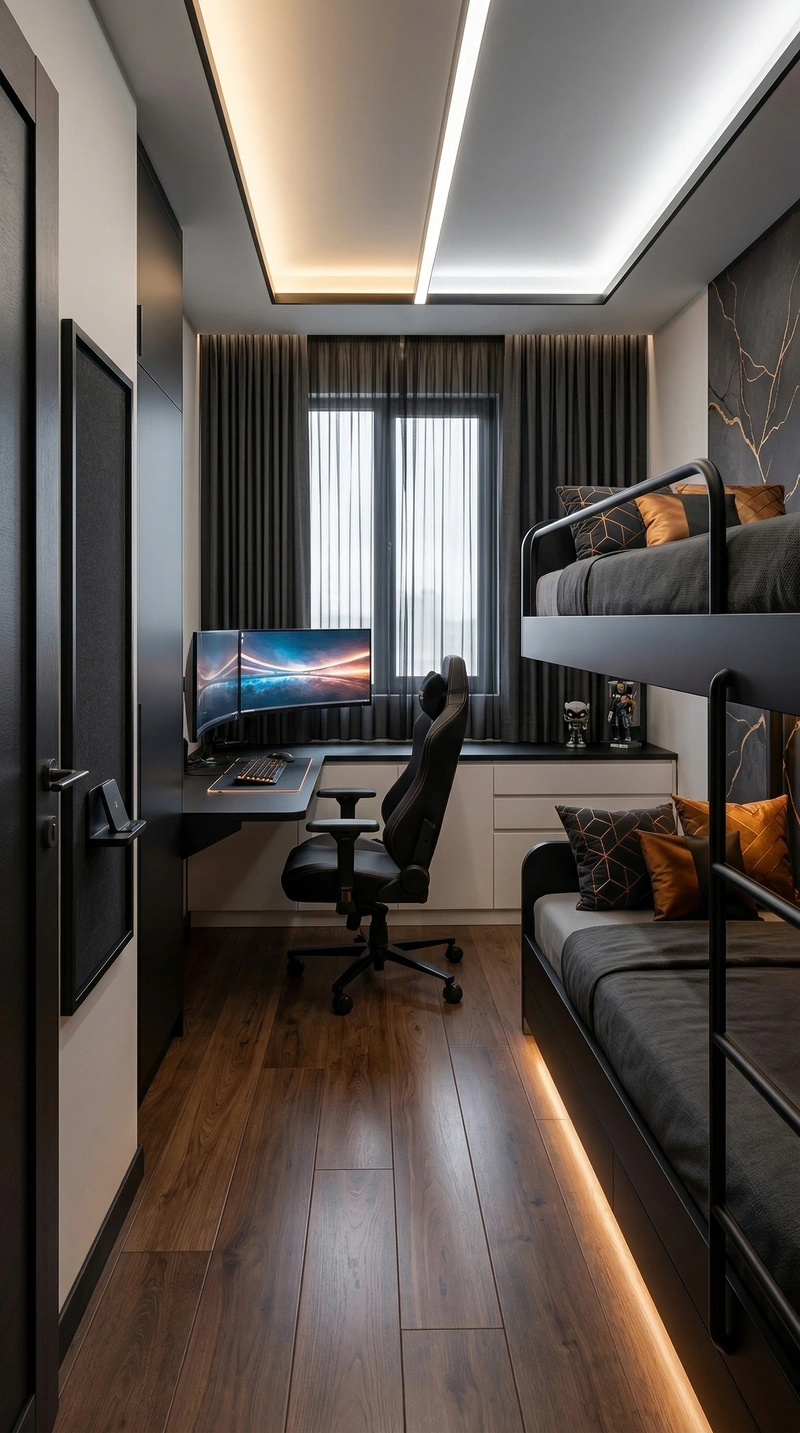 Дизайн детской в стиле Блэктэк — фото интерьера от нейросети RoomGPT