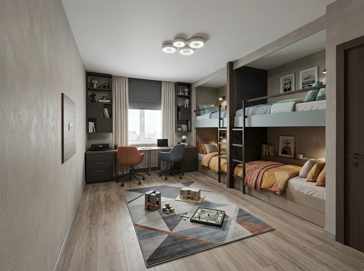 Дизайн детской в стиле Контемпорари — фото интерьера от нейросети RoomGPT