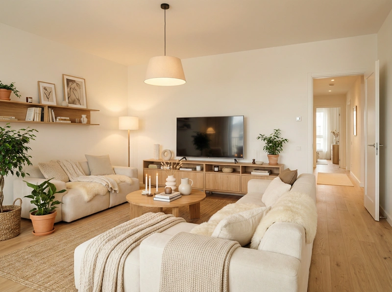 Дизайн интерьера в стиле Хюгге — Гостиная от нейросети RoomGPT