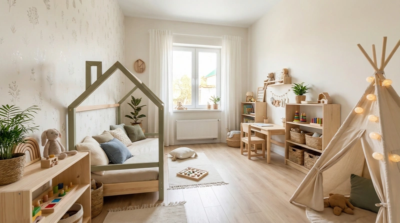 Дизайн детской в стиле Хюгге — фото интерьера от нейросети RoomGPT