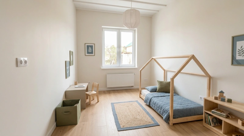 Дизайн детской в стиле Сканди — фото интерьера от нейросети RoomGPT