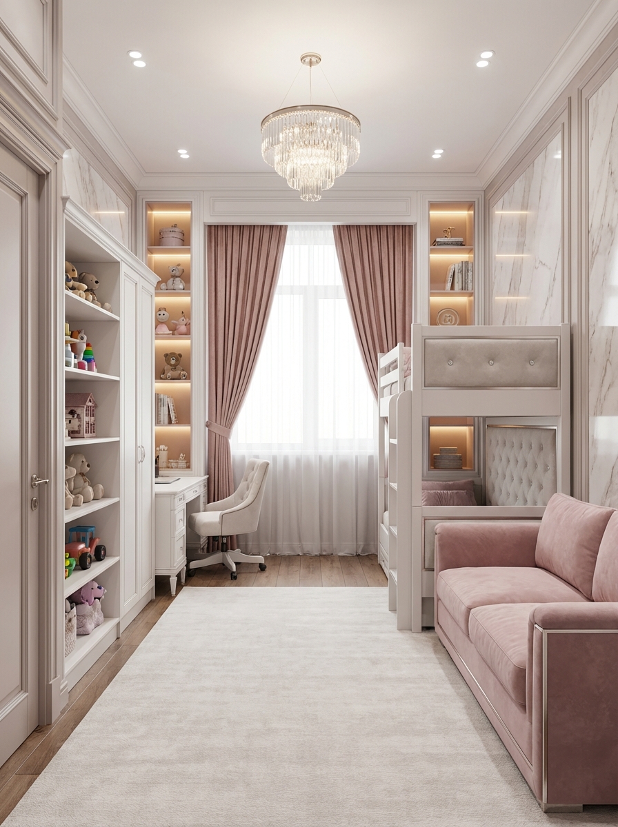 Дизайн детской в стиле Классика — фото интерьера от нейросети RoomGPT
