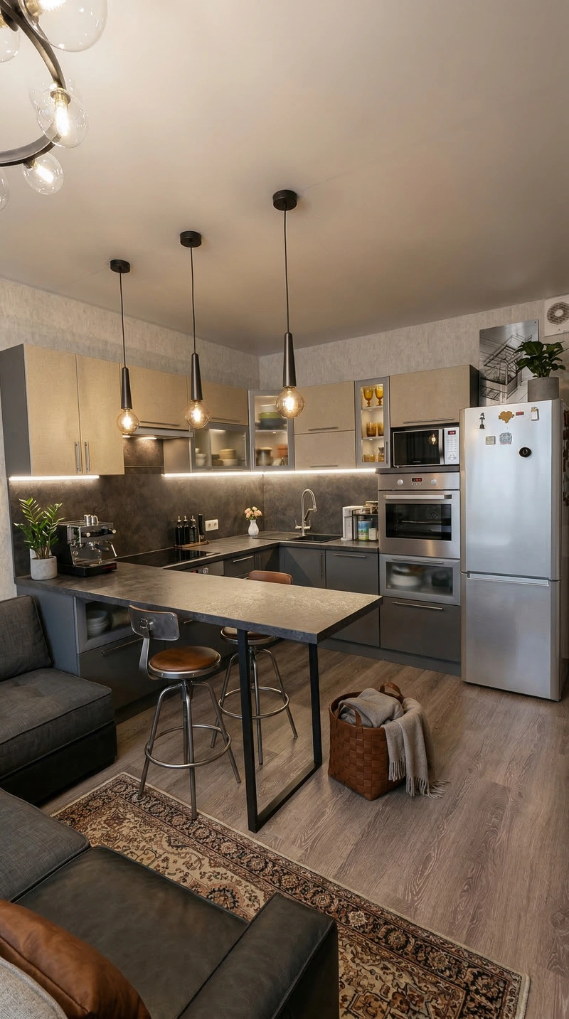 Дизайн гостиной в стиле Лофт — фото интерьера от нейросети RoomGPT