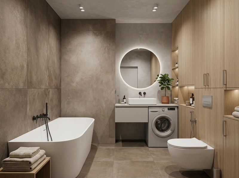 Дизайн интерьера в стиле Сканди — Ванная от нейросети RoomGPT