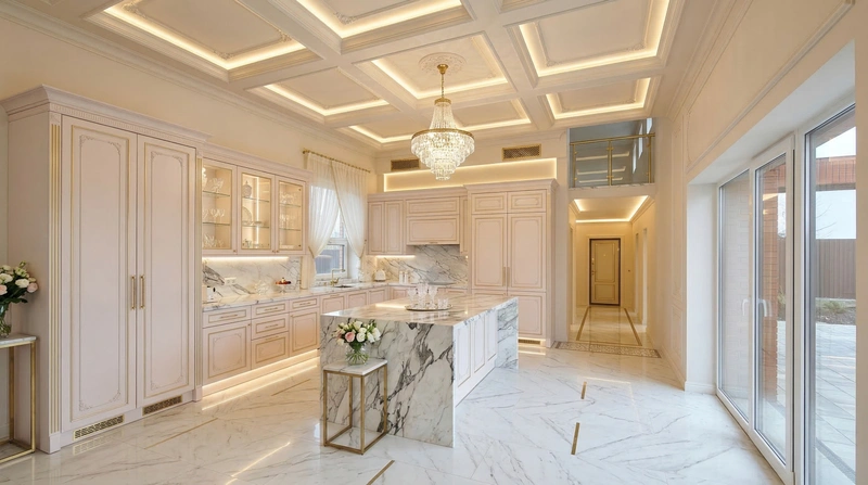 Дизайн кухни в стиле Неоклассика — фото интерьера от нейросети RoomGPT