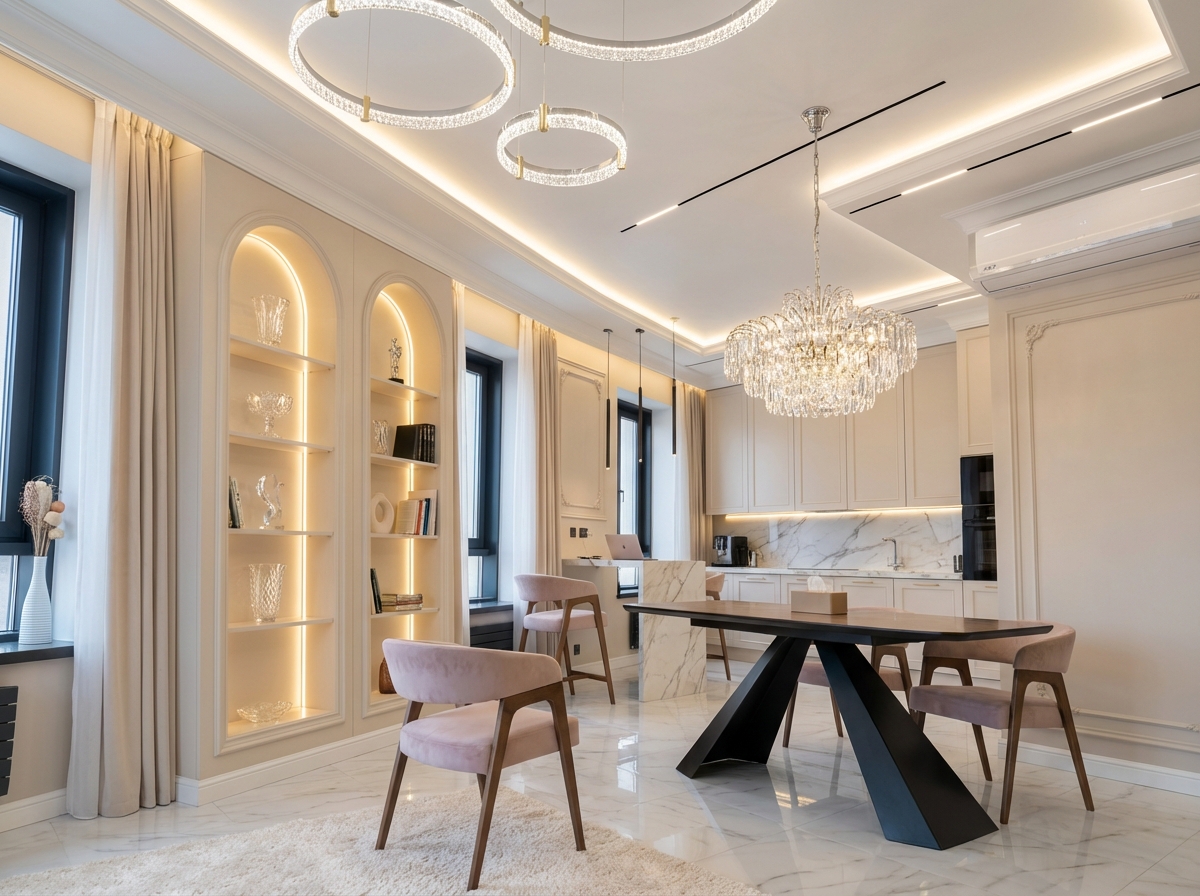 Дизайн кухни в стиле Классика — фото интерьера от нейросети RoomGPT