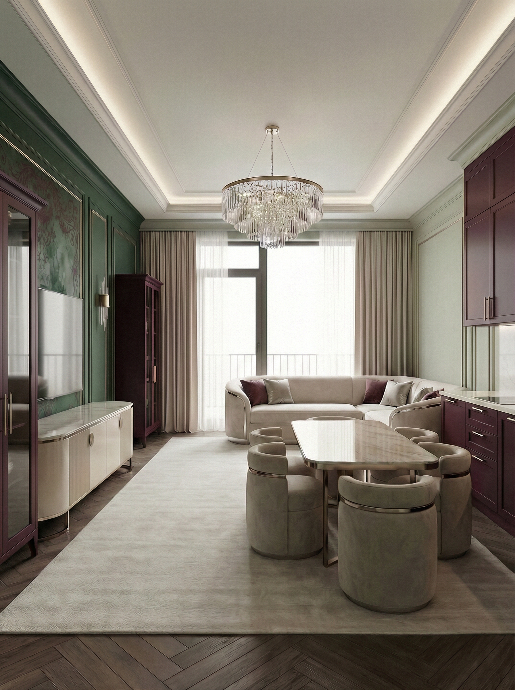 Дизайн гостиной в стиле Неоклассика — фото интерьера от нейросети RoomGPT