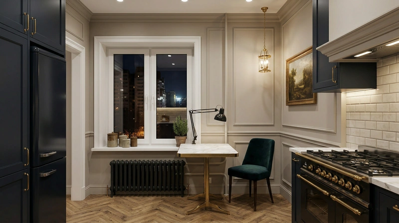 Дизайн интерьера в стиле Классика — Кухня от нейросети RoomGPT