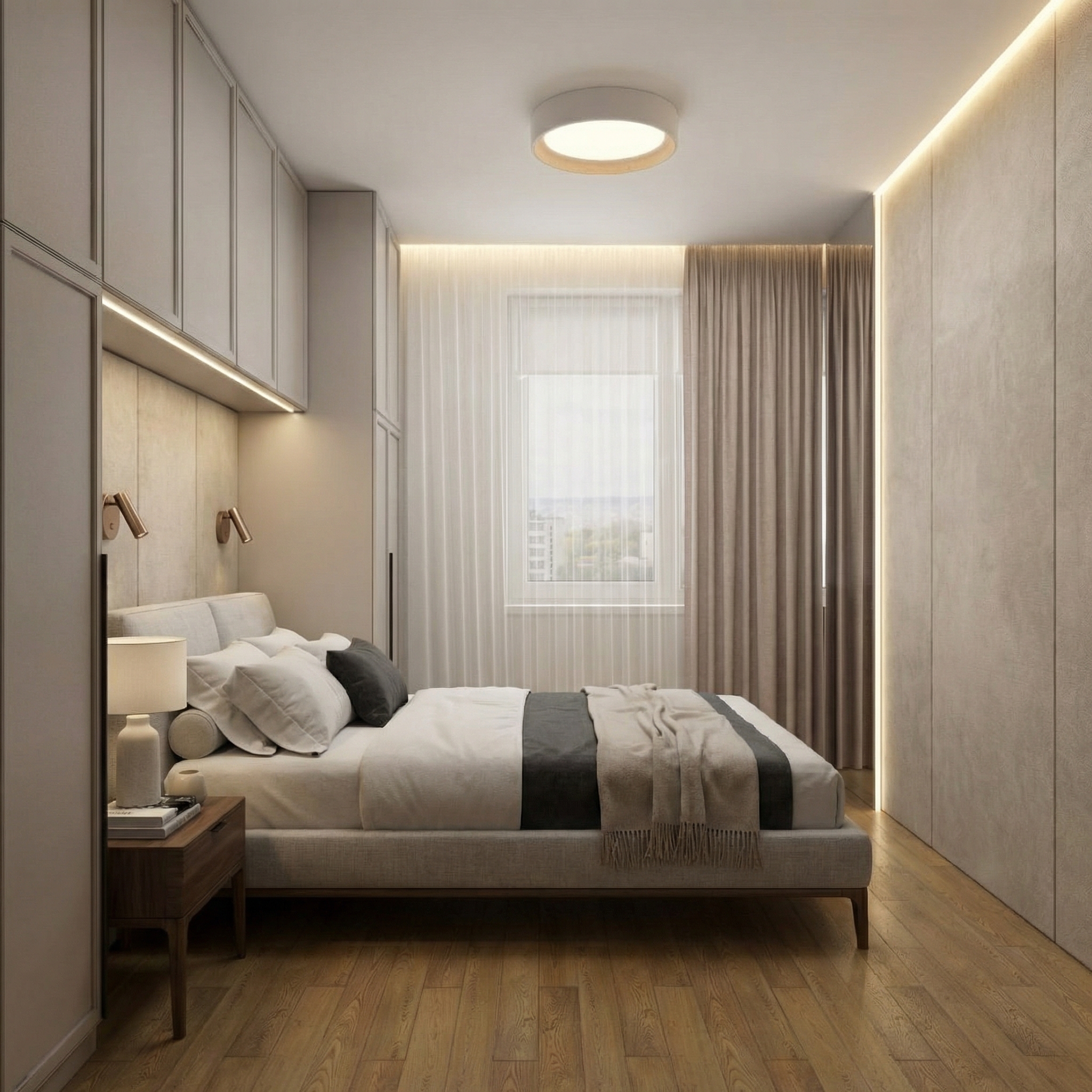 Дизайн спальни в стиле Минимализм — фото интерьера от нейросети RoomGPT