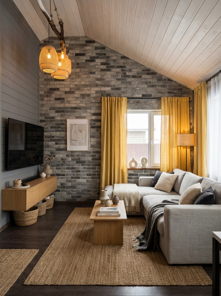 Дизайн гостиной в стиле Japandi — фото интерьера от нейросети RoomGPT