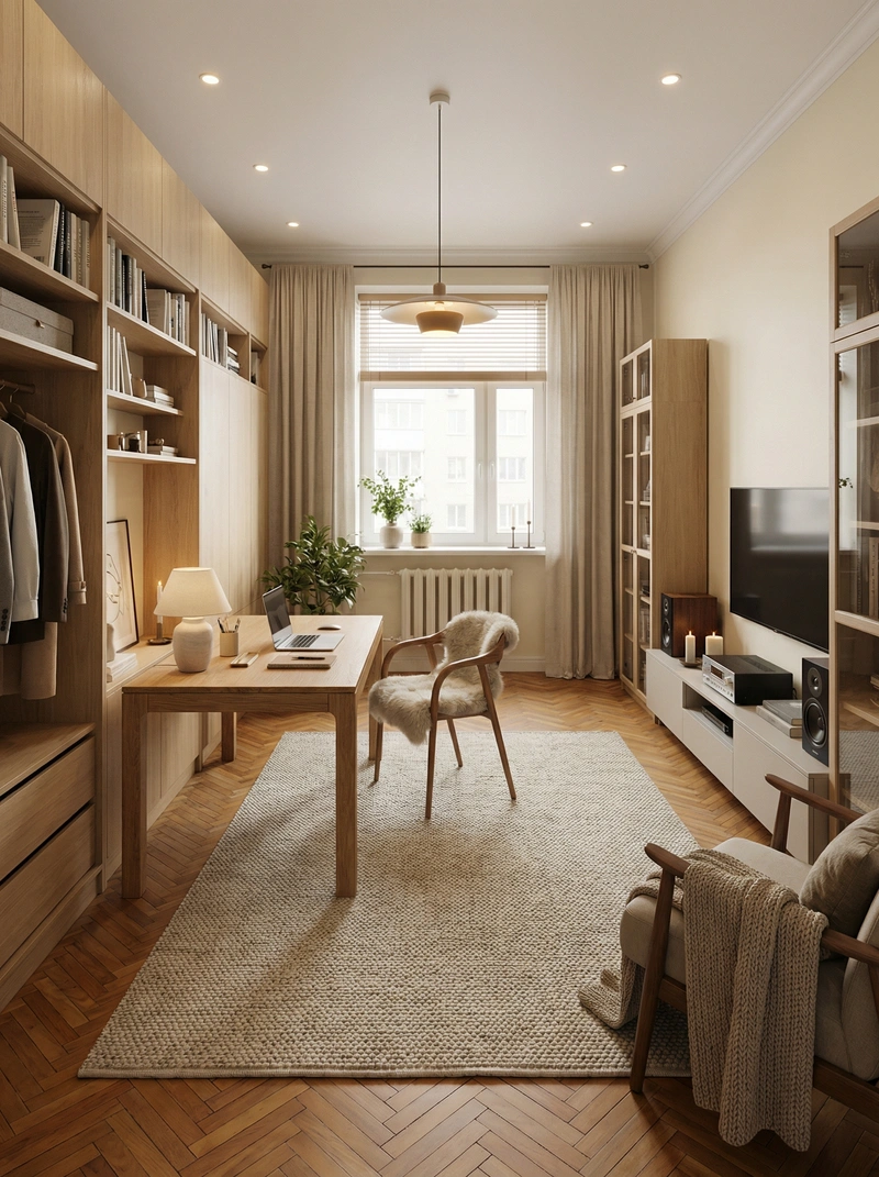Дизайн интерьера в стиле Хюгге — Кабинет от нейросети RoomGPT