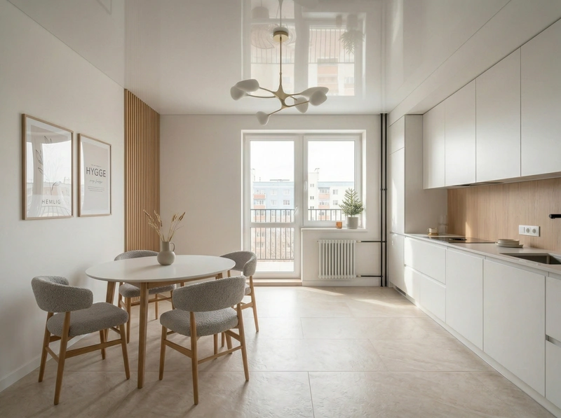 Дизайн кухни в стиле Хюгге — фото интерьера от нейросети RoomGPT