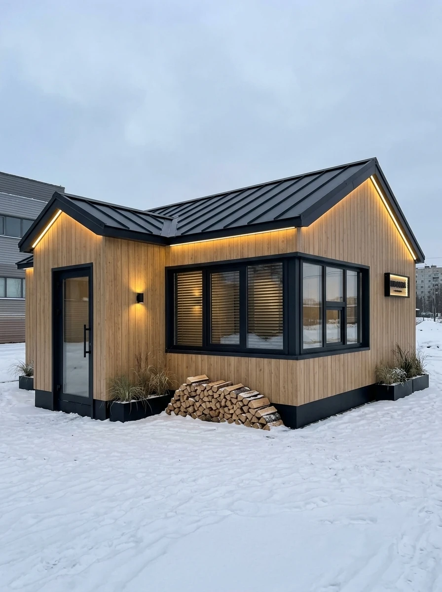 Дизайн фасада в стиле Барнхаус — фото фасада от нейросети RoomGPT