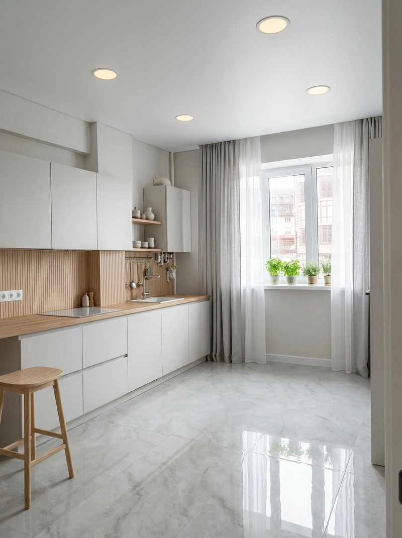 Дизайн кухни в стиле Сканди — фото интерьера от нейросети RoomGPT