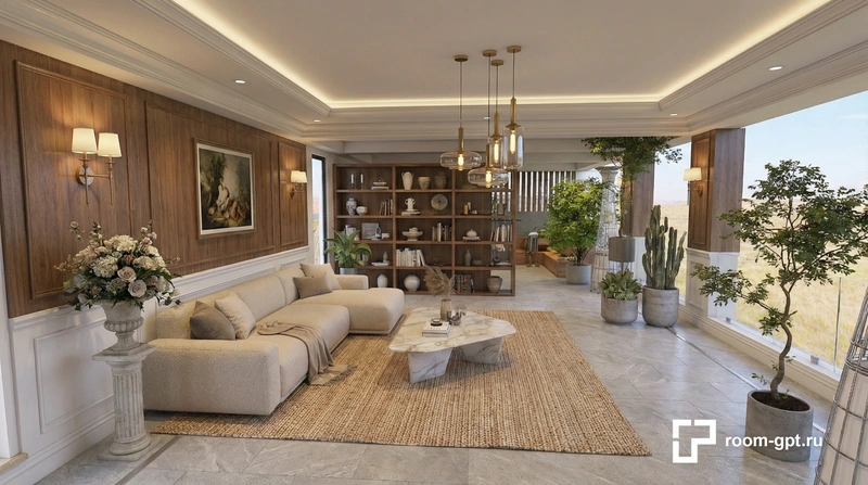 Дизайн интерьера в стиле Классика — Гостиная от нейросети RoomGPT