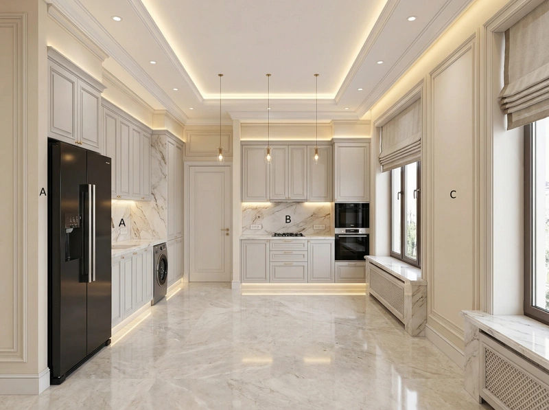 Дизайн интерьера в стиле Классика — Кухня от нейросети RoomGPT