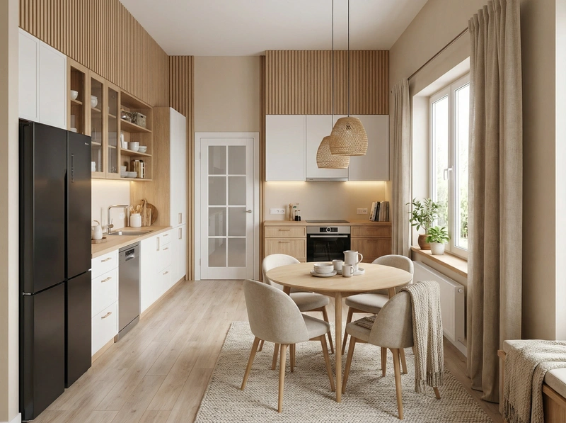 Дизайн интерьера в стиле Хюгге — Кухня от нейросети RoomGPT