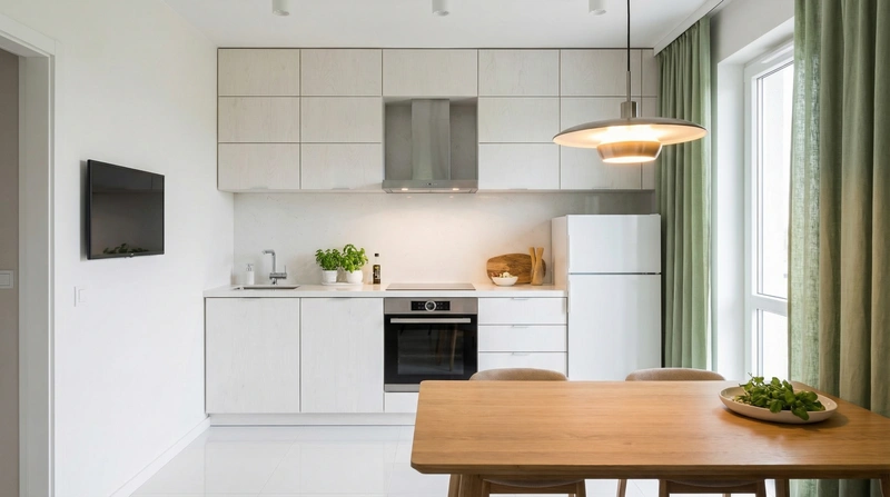 Дизайн кухни в стиле Сканди — фото интерьера от нейросети RoomGPT