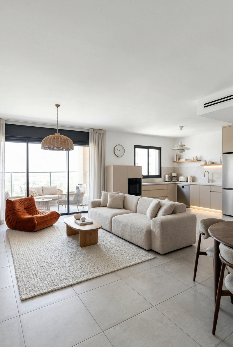 Дизайн гостиной в стиле Сканди — фото интерьера от нейросети RoomGPT