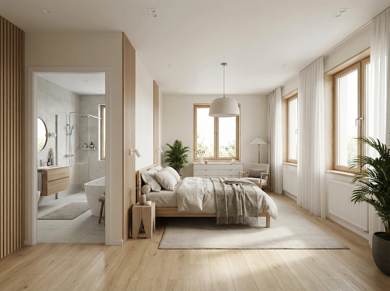 Дизайн интерьера в стиле Сканди — Спальня от нейросети RoomGPT