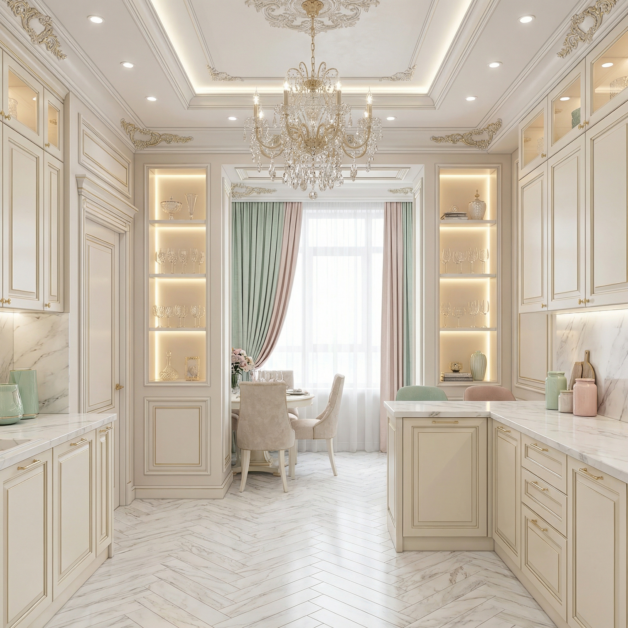 Дизайн кухни в стиле Классика — фото интерьера от нейросети RoomGPT