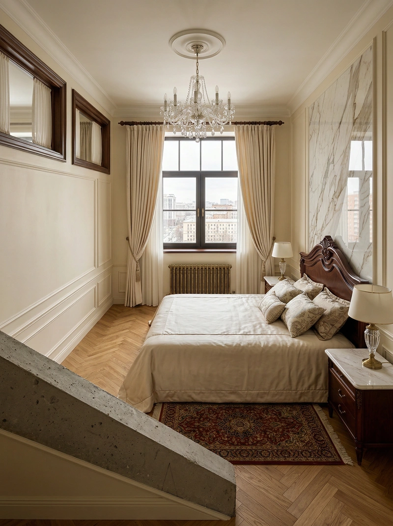 Дизайн интерьера в стиле Классика — Спальня от нейросети RoomGPT