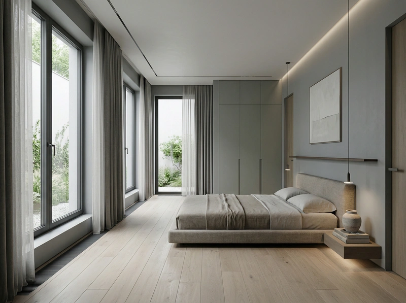 Дизайн спальни в стиле Минимализм — фото интерьера от нейросети RoomGPT