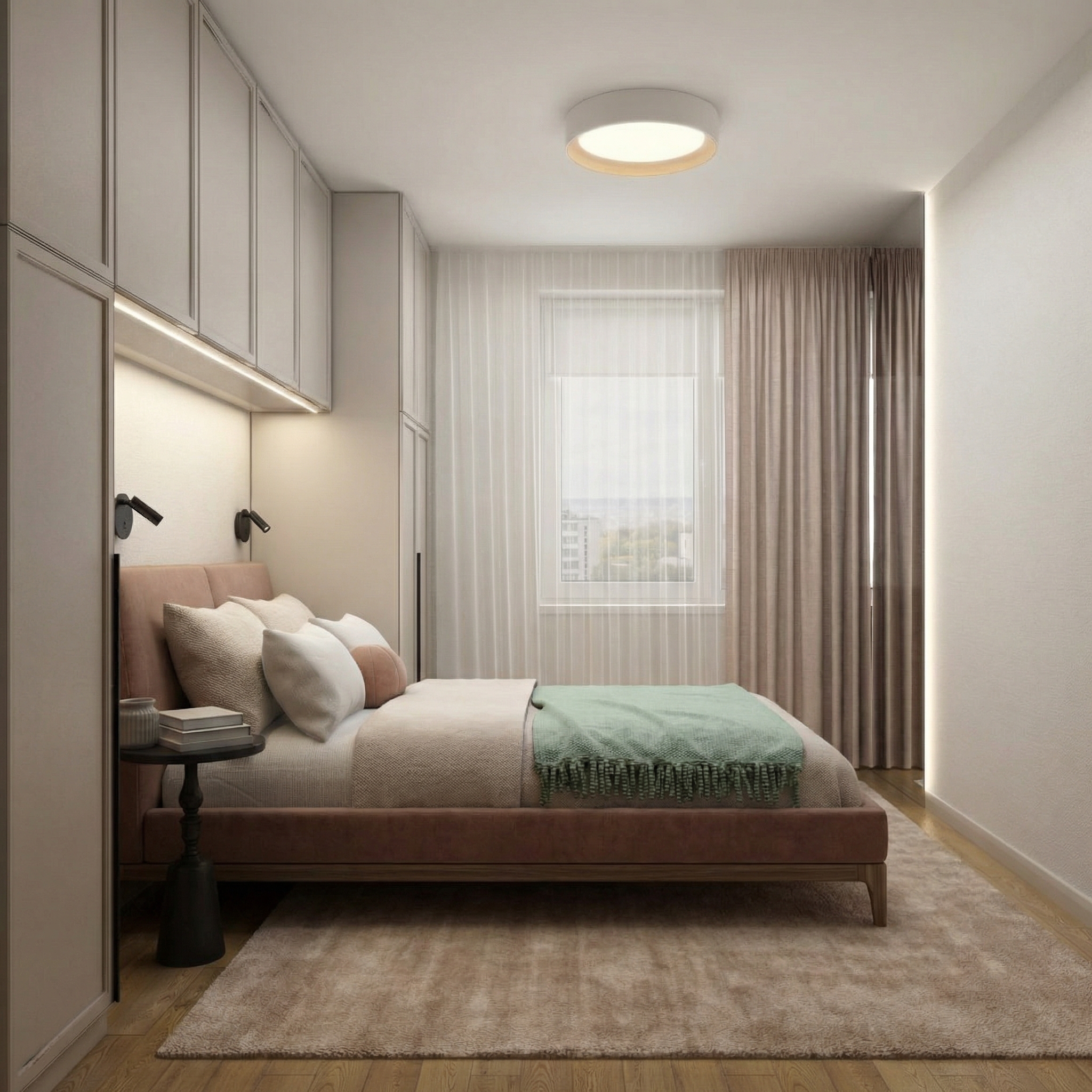Дизайн спальни в стиле Минимализм — фото интерьера от нейросети RoomGPT