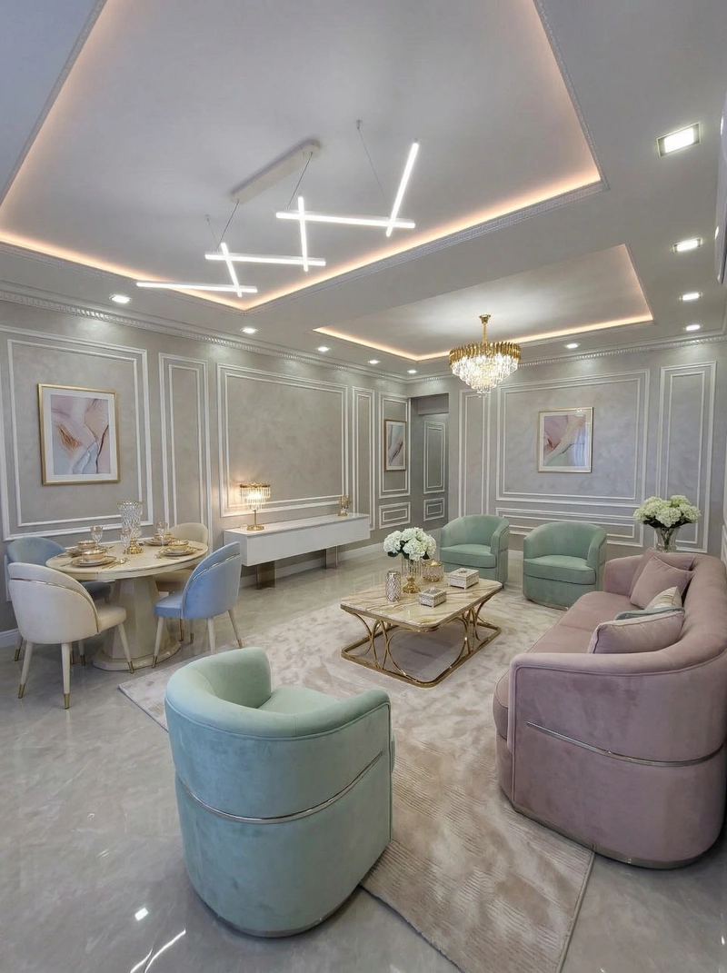 Дизайн интерьера в стиле Неоклассика — Гостиная от нейросети RoomGPT