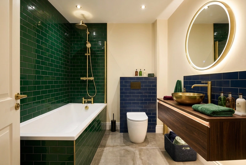 Дизайн ванной в стиле Британский — фото интерьера от нейросети RoomGPT